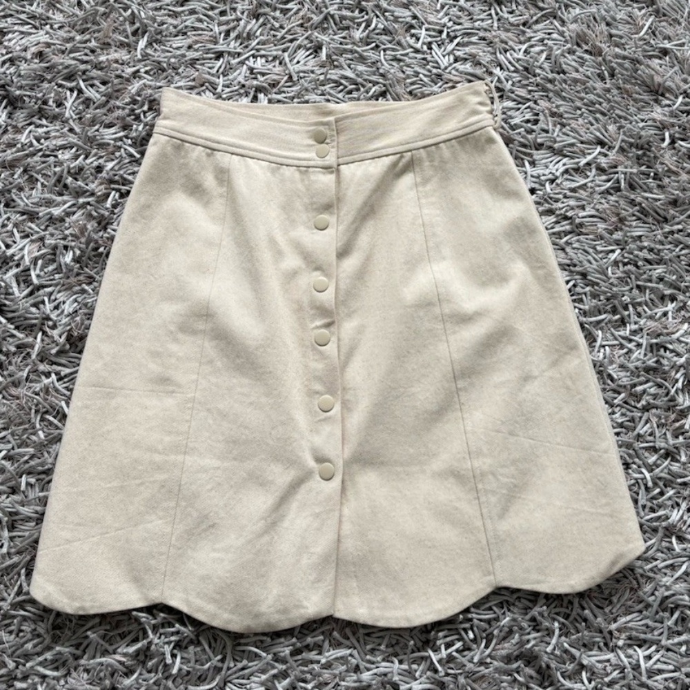FRNCH Skirt Button Snap Beige Cotton Sz Small❤️